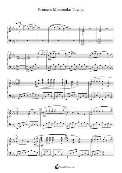 Princess Mononoke Theme Sheet Music by Joe Hisaishi-Arr.Clarknence