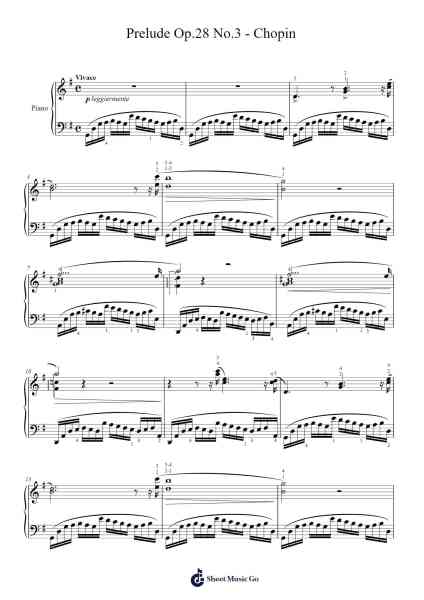 Prelude Op. 28 No. 3 in G Major Sheet Music by Frédéric Chopin-Arr.Louisron Whitemax