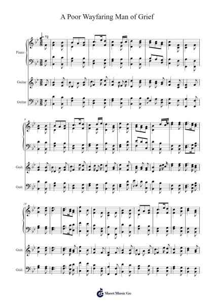 A Poor Wayfaring Man of Grief Sheet Music by LDS Hymns-Arr.Mollpag