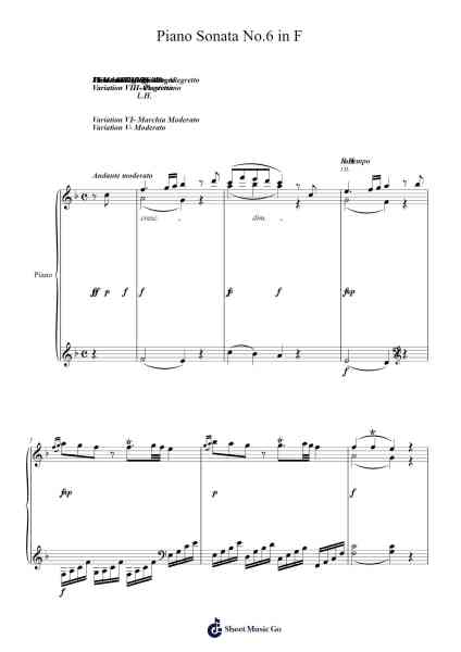 Piano Sonata No.6 in F Sheet Music by Noah C. Selim-Arr.Norgiles