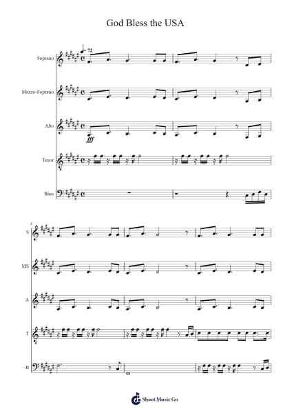 God Bless the USA Sheet Music by -Arr.Harjo