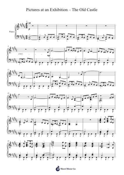Pictures at an Exhibition - The Old Castle Sheet Music by Modest Mussorgsky-Arr.Kepmill Rexbloor