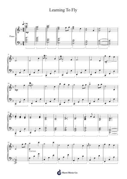 Learning To Fly Sheet Music by Toynliet-Arr.Davexy Tykins