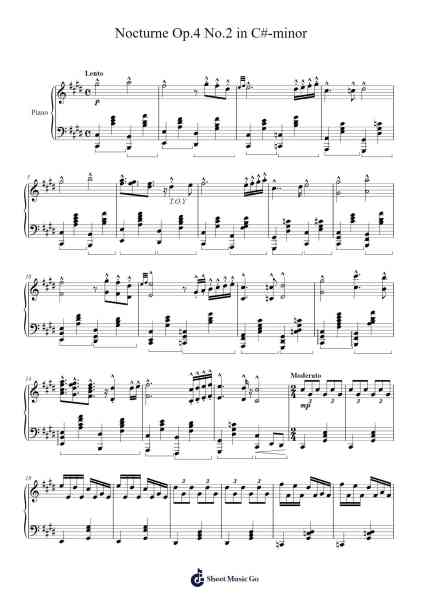 Nocturne Op.4 No.2 in C#-minor Sheet Music by T. Ylitalo-Arr.Palo