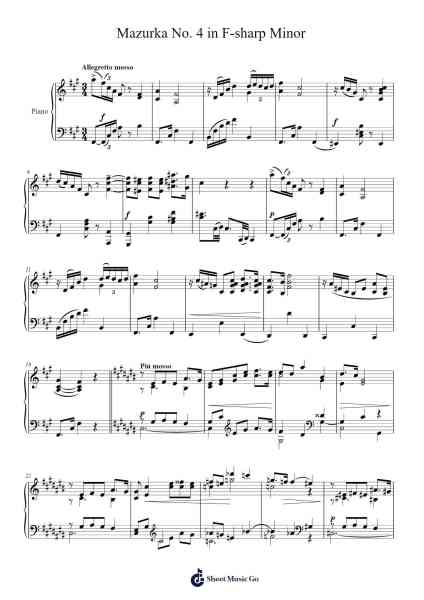 Mazurka No. 4 in F-sharp Minor Sheet Music by Manuel María Ponce-Arr.Webbhan