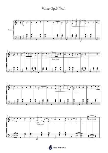 Valse Op. 3 No. 1 Sheet Music by Frédéric Chopin-Arr.Faulkvan