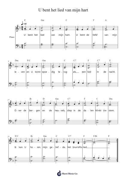 U bent het lied van mijn hart Sheet Music by -Arr.Shellay