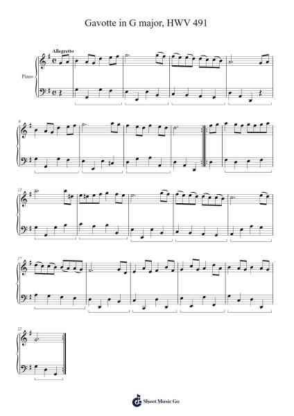 Gavotte in G Major, HWV 491 Sheet Music by Georg Friedrich Händel-Arr.Sibylmos Fordridge