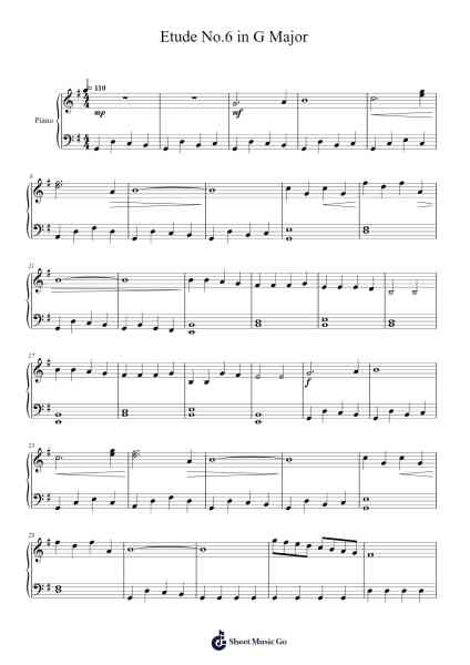 Etude No.6 in G Major Sheet Music by Jacqueline Janicki-Arr.Popbraith Cookryl