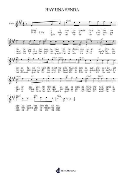 HAY UNA SENDA Sheet Music by -Arr.Thornnah