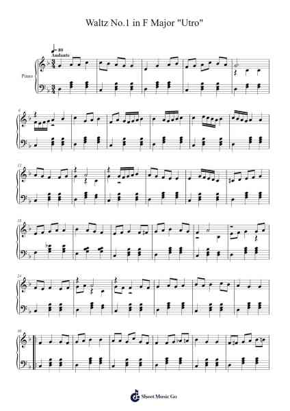 Waltz No.1 in F Major "Utro" Sheet Music by somerandomclassicalcomposer-Arr.Jansean