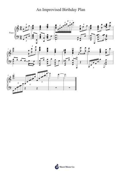 An Improvised Birthday Plan Sheet Music by Misc Traditional-Arr.Bloorgrace Springa