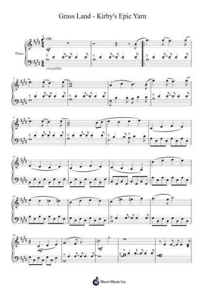 Grass Land - Kirby's Epic Yarn Sheet Music by Tomoya Tomita-Arr.Thompze