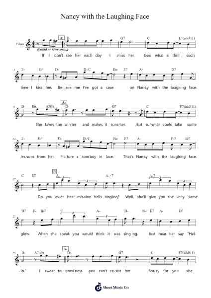Nancy with the Laughing Face Sheet Music by Frank Sinatra-Arr.Jonric