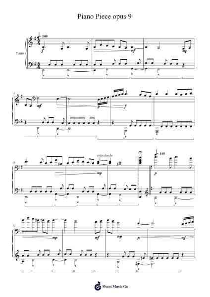 Piano Piece opus 9 Sheet Music by van freunbach-Arr.Aslan Wordford