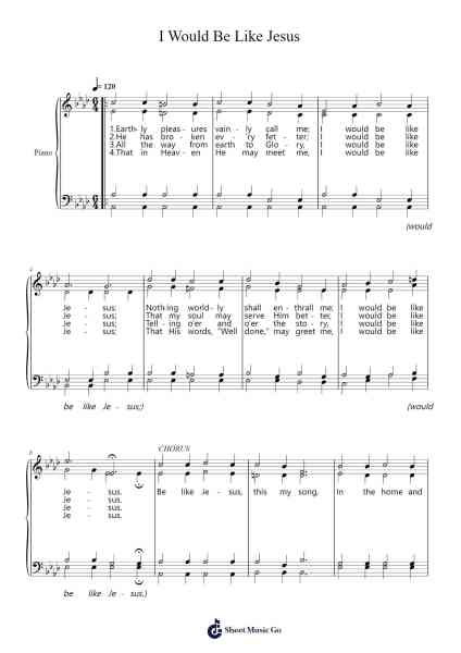 I Would Be Like Jesus Sheet Music by Bentley D. Ackley-Arr.Clifffitch