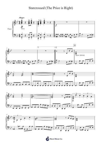 Starcrossed (The Price is Right) Sheet Music by Score Productions-Arr.Dwightbright