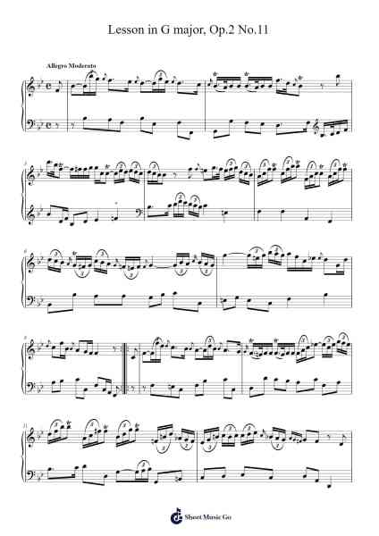 Lesson in G major, Op.2 No.11 Sheet Music by Elisabetta de Gambarini-Arr.Calmark