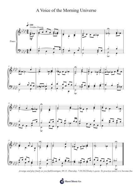 A Voice of the Morning Universe Sheet Music by Toursbur-Arr.Fastjean