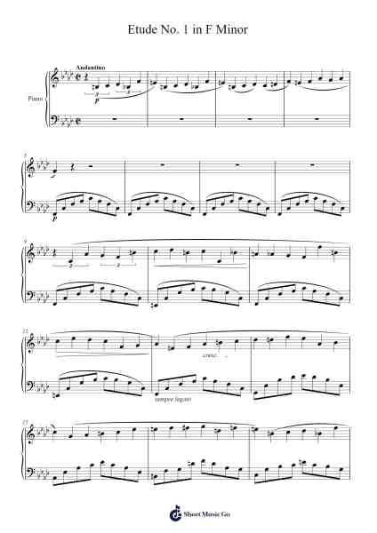 Etude No. 1 in F Minor, from "Trois Nouvelles Etudes" Sheet Music by Frédéric Chopin-Arr.Stanthy