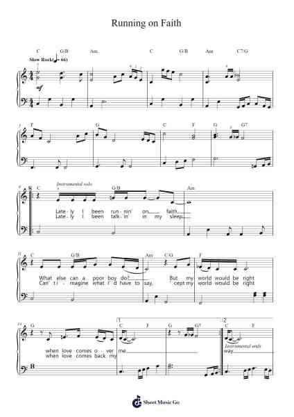Running on Faith Sheet Music by Eric Clapton-Arr.Bartcent Whitegreve