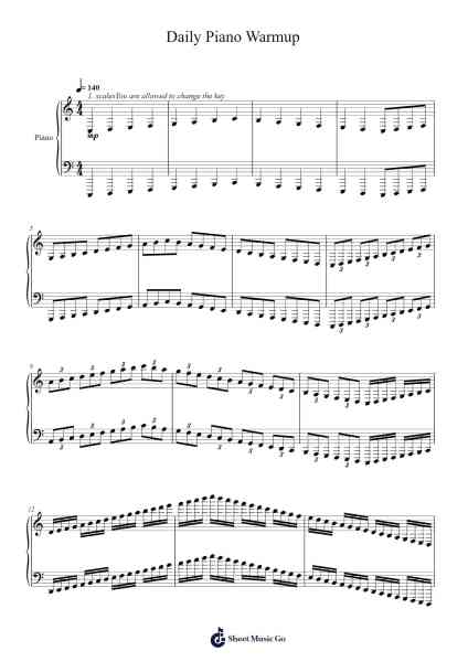 Daily Piano Warmup Sheet Music by Ethan Ngo-Arr.Grelitt Bachdrow