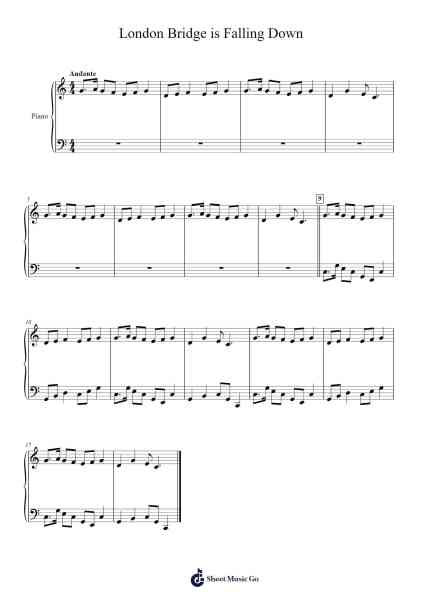 London Bridge is Falling Down (for Beginner's Piano) Sheet Music by Misc Traditional-Arr.Nellvi