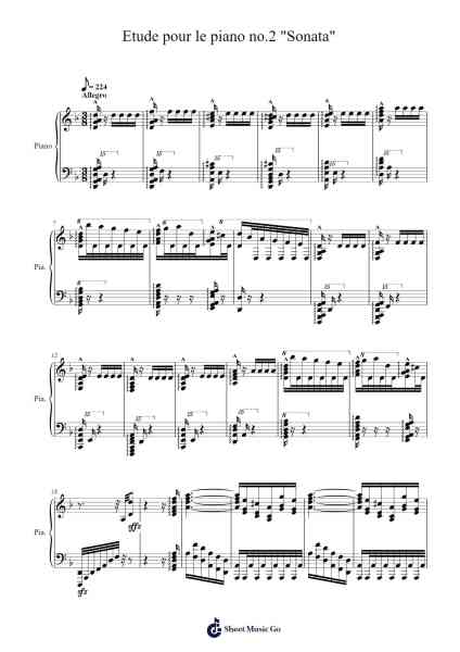 Etude pour le piano no.2 "Sonata" Sheet Music by Domenico Scarlatti-Arr.Diapenn