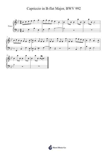 Capriccio in B-flat Major, BWV 992 Sheet Music by Johann Sebastian Bach-Arr.Leomos