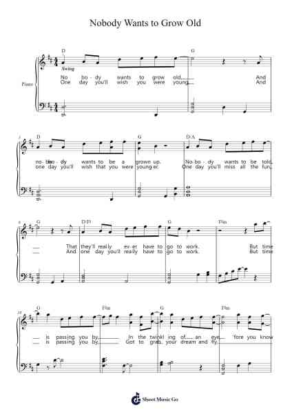 Nobody Wants to Grow Old Sheet Music by Matthew Crossey/Tom Kirkham-Arr.Joanreade Annlus