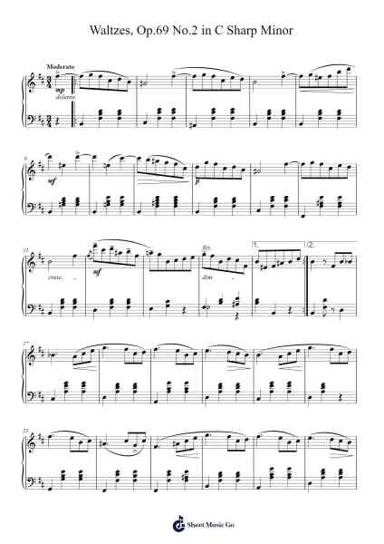 Waltz in C-Sharp Minor, Op. 69, No. 2 Sheet Music by Frédéric Chopin-Arr.Glalain Borhys