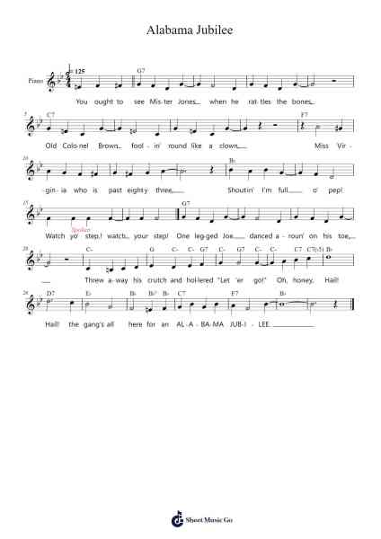 Alabama Jubilee Sheet Music by Chet Atkins/George L. Cobb/Jerry Reed/Roy Clark-Arr.Glalain Borhys