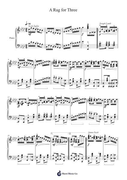 A Rag for Three Sheet Music by Stilkim-Arr.Hornwald