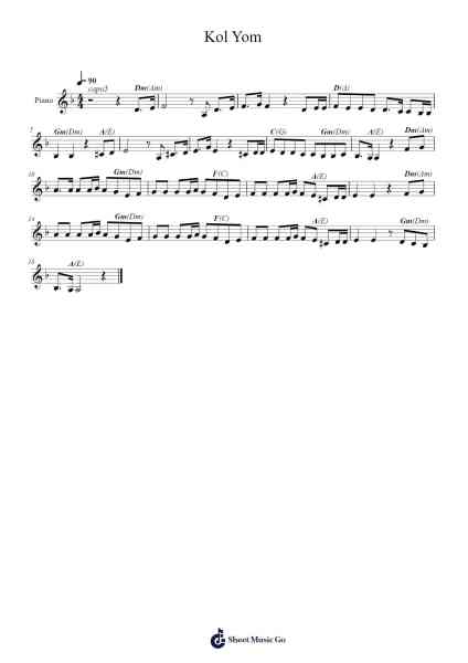 Kol Yom Sheet Music by Misc Traditional-Arr.Pearghes Feltle