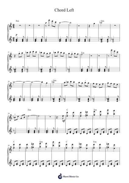 Chord Left Sheet Music by Agnes Obel-Arr.Hornker