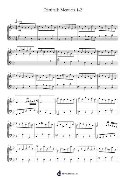 Partita I: Menuets 1-2 Sheet Music by undefined-Arr.Consclife Gosden