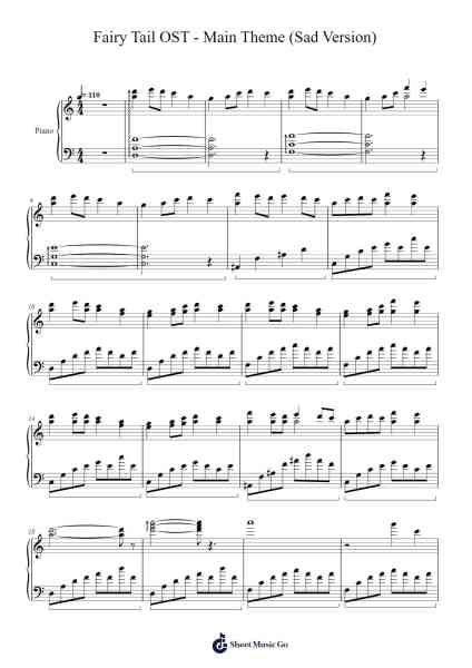 Fairy Tail OST - Main Theme (Sad Version) Sheet Music by Yasuharu Takanashi-Arr.Pearroe