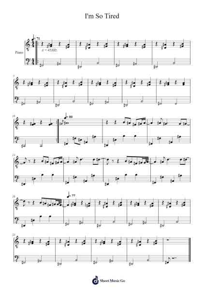 I'm So Tired Sheet Music by Ian MacKaye-Arr.Mucus Nickberg
