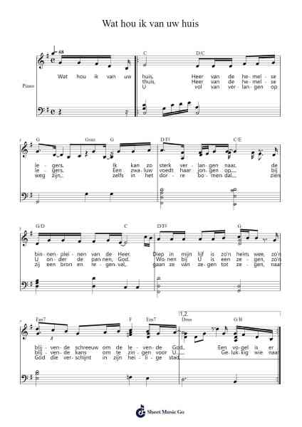 Wat hou ik van uw huis Sheet Music by -Arr.Vicpe Cumie