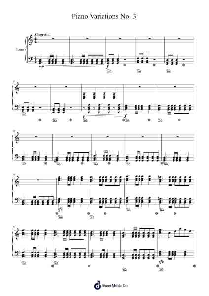 Piano Variations No. 3 Sheet Music by drmejiae-Arr.Lencher Jameswyatt