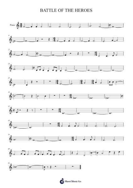 BATTLE OF THE HEROES Sheet Music by -Arr.Pubey