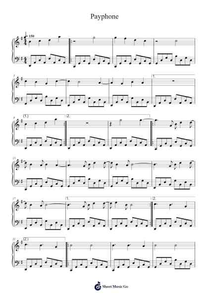 Payphone Sheet Music by Unknown author-Arr.Demplis