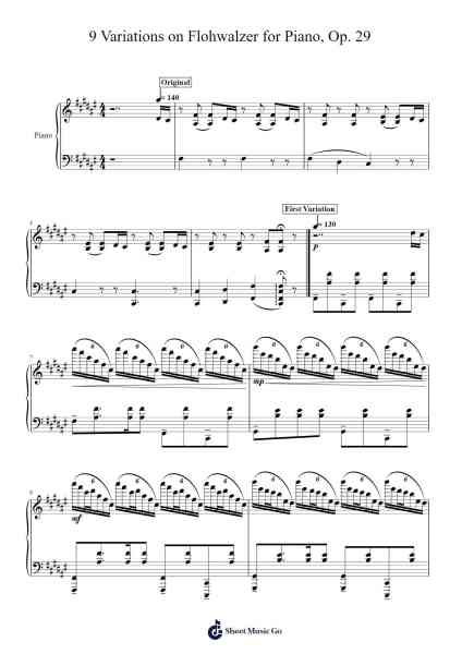 9 Variations on Flohwalzer for Piano, Op. 29 Sheet Music by Samuel D. Kubik-Arr.Saulnick Huddon