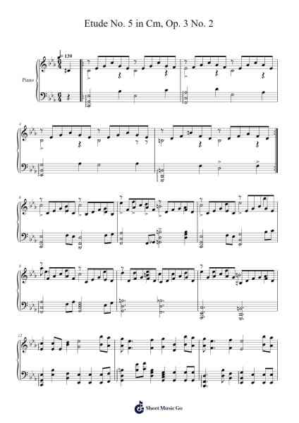 Etude No. 5 in C Minor, Op. 3 No. 2 Sheet Music by Damian Varnum-Arr.Kingrell