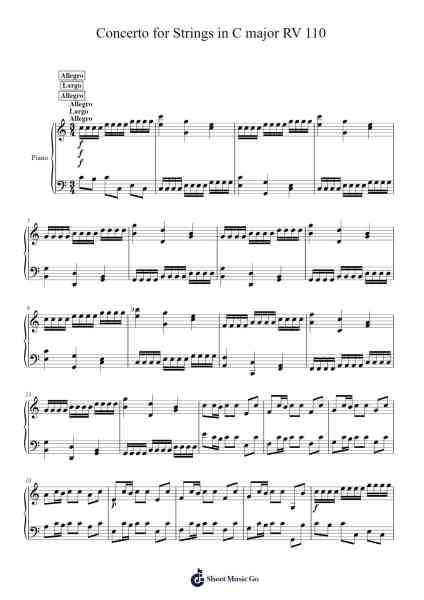 Concerto for Strings in C Major, RV 110 Sheet Music by Antonio Vivaldi-Arr.Campnah