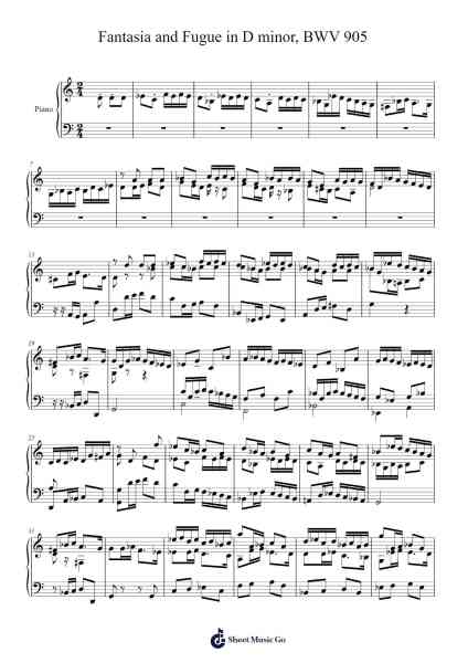 Fantasia and Fugue in D Minor, BWV 905 Sheet Music by Johann Sebastian Bach-Arr.Vanckey Housetia