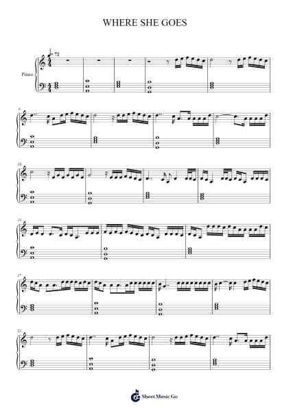 WHERE SHE GOES Sheet Music by Bad Bunny-Arr.Huttling Blithebelle