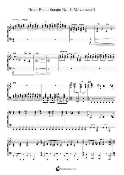 Breur Piano Sonata No. 1, Movement 3 Sheet Music by Arthur Breur-Arr.Reedthey Zeway