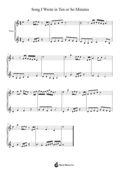 Song I Wrote in Ten or So Minutes Sheet Music by Blabright Warchi-Arr.Jorrell