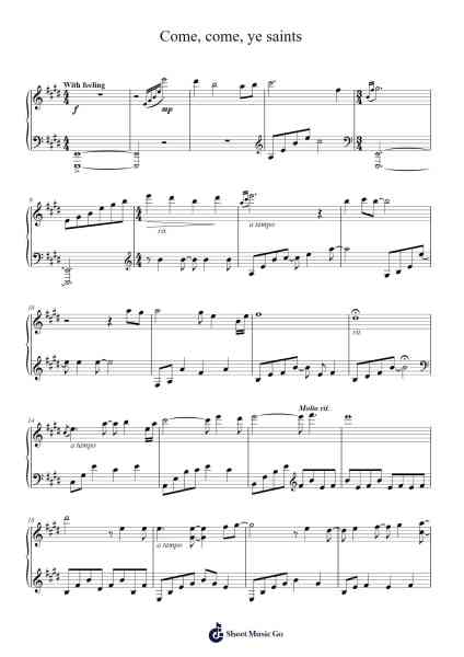 Come, Come, Ye Saints Sheet Music by Jesse T. White-Arr.Duttcash Cornie